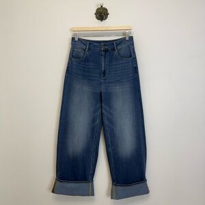 Halara Flex High Waisted Cuffed Hem Wide Leg Jean Medium 8/10 Stretch Casual NWT